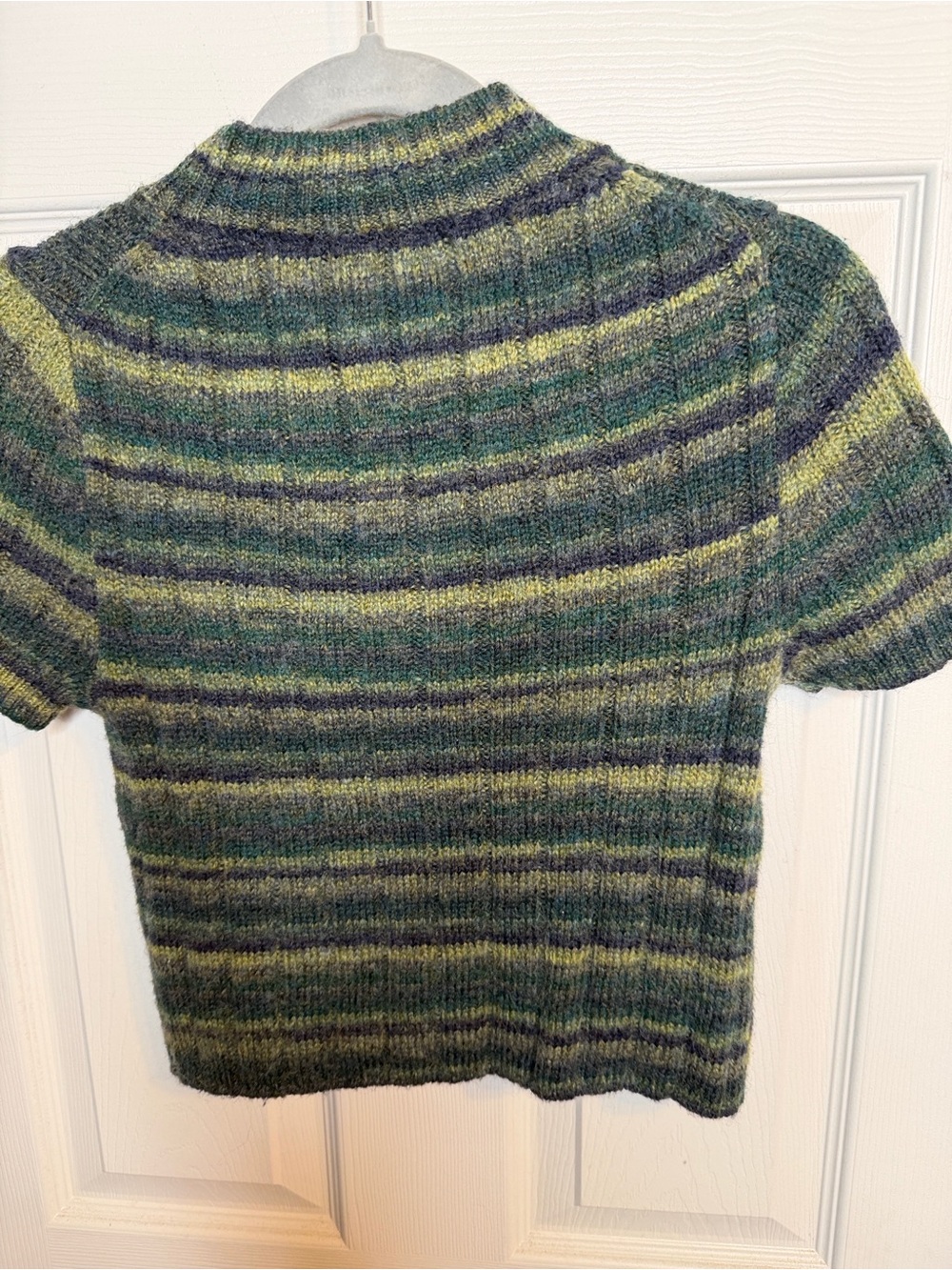 Lovers + Friends Striped Green and Gray Mock Neck Sweater